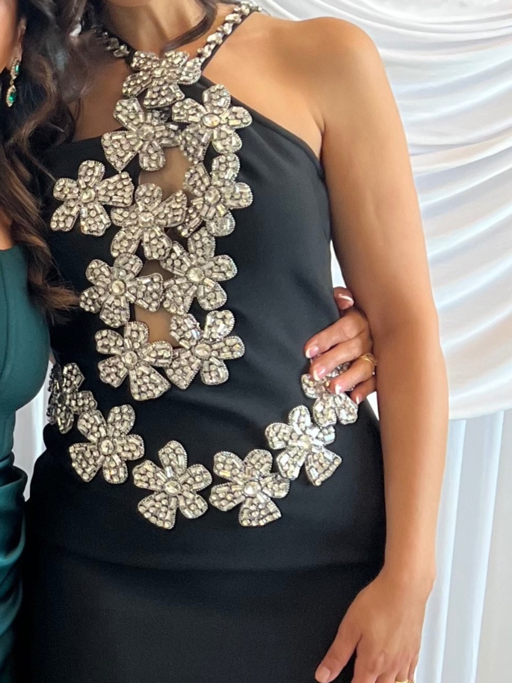 Black gown silver embellishment